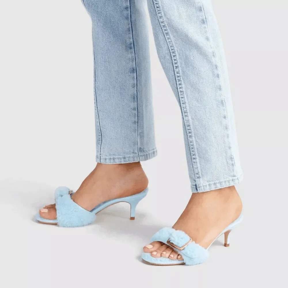 Coach Women's Shearling Buckled Mule Sandals - Baby Blue 9B - Picture 10 of 10